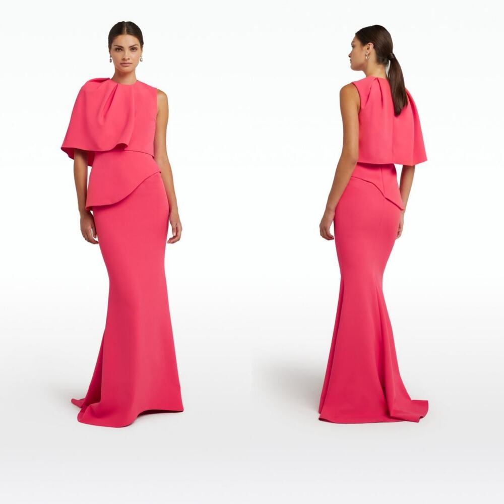 Safiyaa Dress Alambra Grenada Pink Heavy Crepe NWT US 6 Formal Maxi Gown Derby